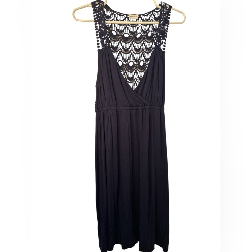 Lascana Navy Crochet Back Vneck Dress